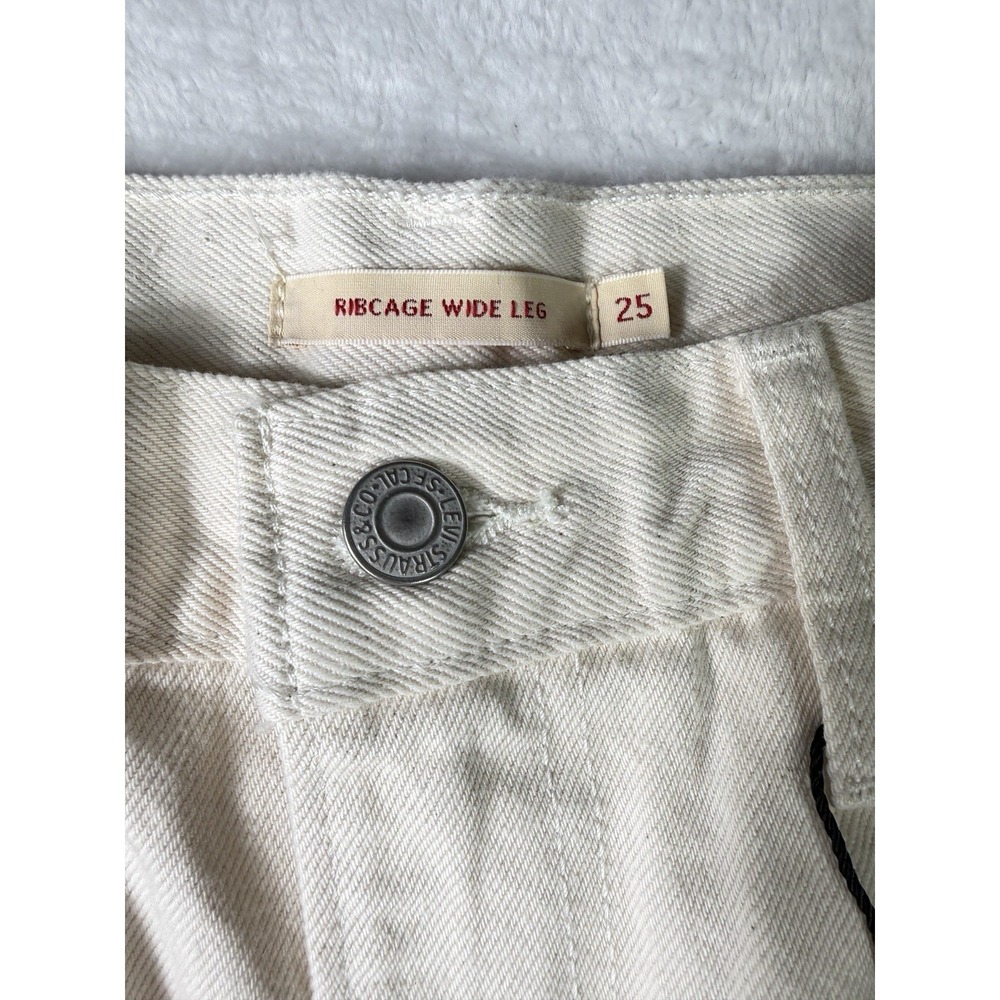 Levi's Ribcage Wide Leg Jeans Womens 25 High Rise Premium Denim Ivory White NWT - Picture 3 of 13